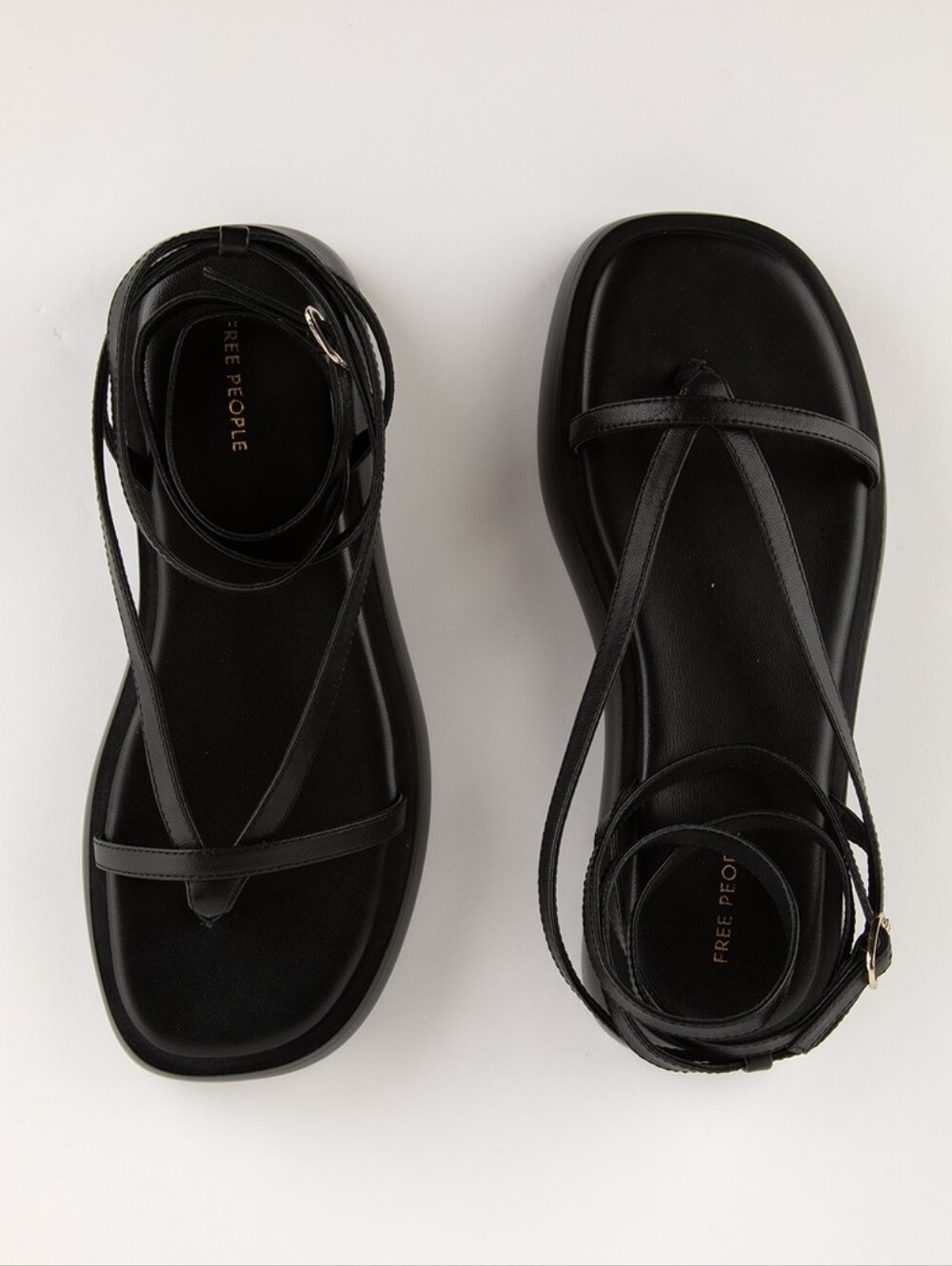 Free People Winnie Wrap Black Lace Up Sandals - Picture 2 of 10